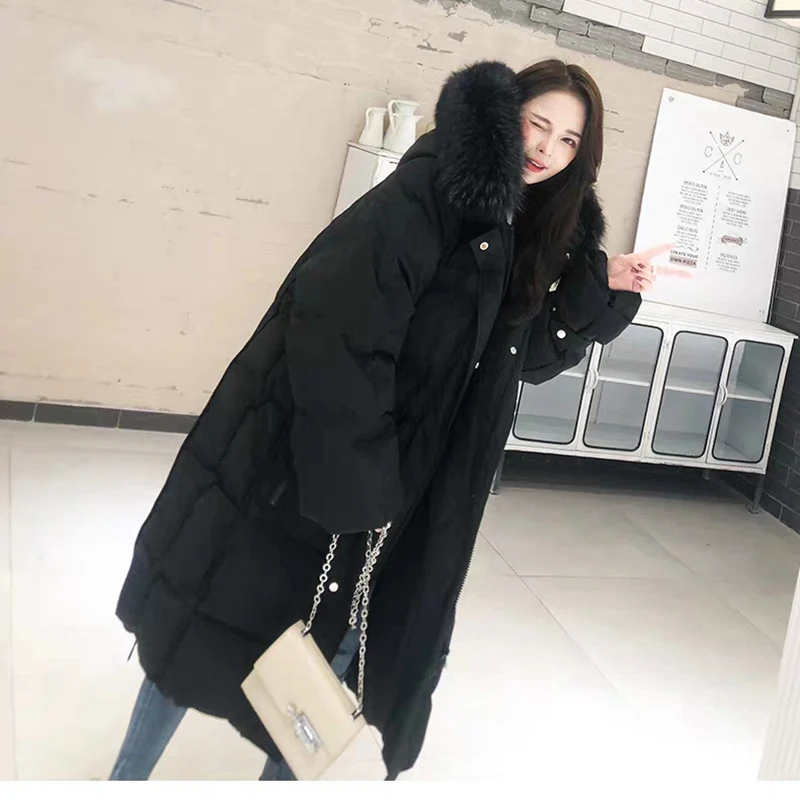 Свободная Повседневная куртка большого размера толстый теплый пуховик