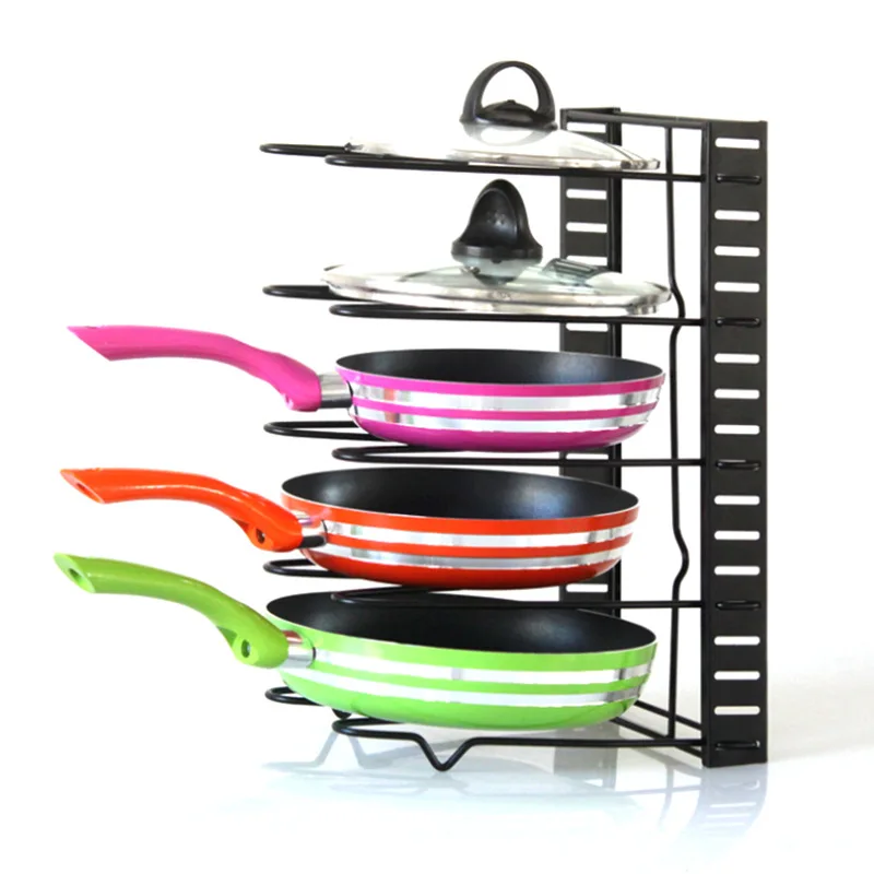 

Organizer Holder Kitchen Cookware Storage Rack Cutting Board Pan Pot Adjustable Shelf Accessories5-layers Stainless Steel Pan