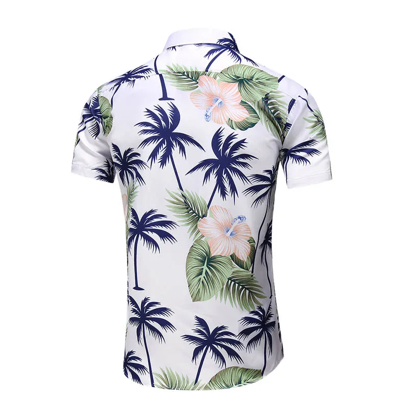Мужская гавайская рубашка на пуговицах летняя модная пляжная с коротким рукавом