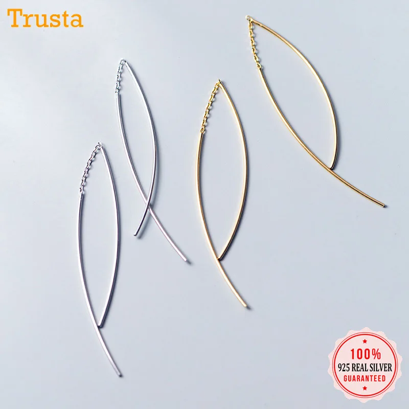 TrustDavis 100% серьги-подвески из настоящего серебра 925 пробы 10 5 см двойная палка для