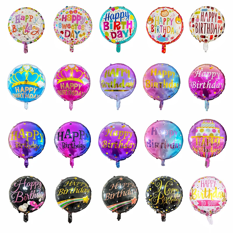 

1Pcs 18Inch Happy Birthday Foil Balloon Baby Shower Party Need Decoration Round Aluminum Helium Balloons Supplies