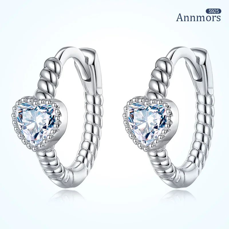 

Heart Sliver Cubic Twist Thread Hoop Earring 925 Sterling Silver Zircon Anti-allergy Romantic Girl Woman Earring Jewelry Fashion