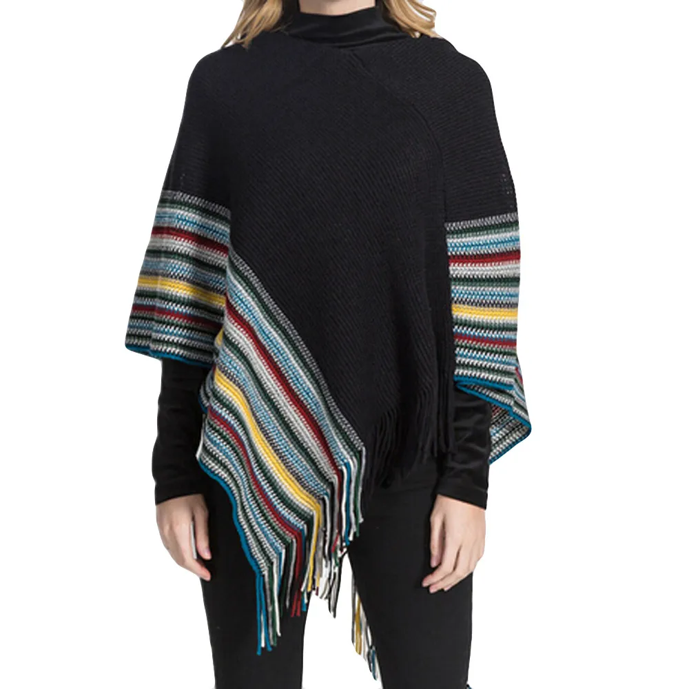 2019 модное женское одеяло оверсайз пальто в полоску с узором удобная шаль пончо