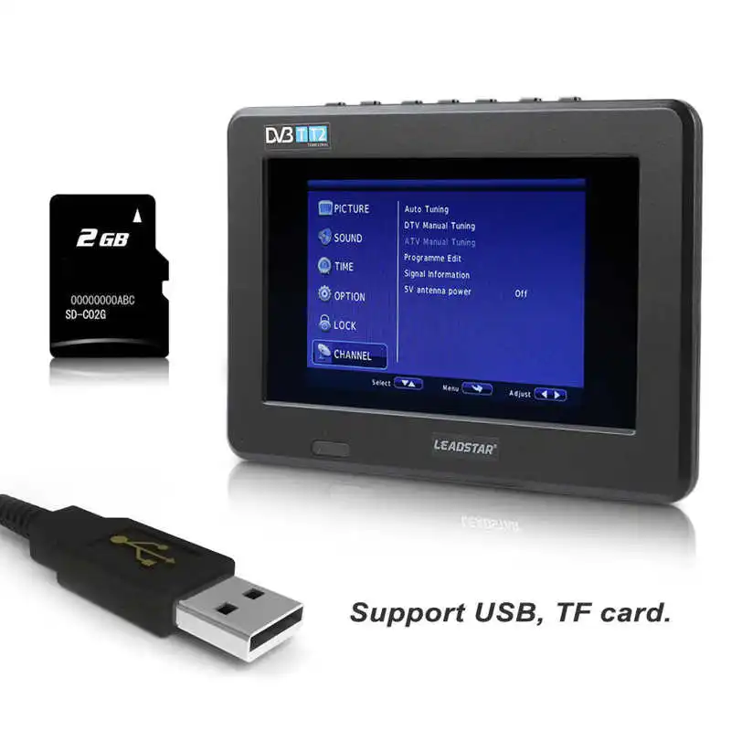

7 inch TV US Plug Portable Mini Mobile Digital ISDB-T Signal Television Support USB TF Card Built-in 800mah Battery
