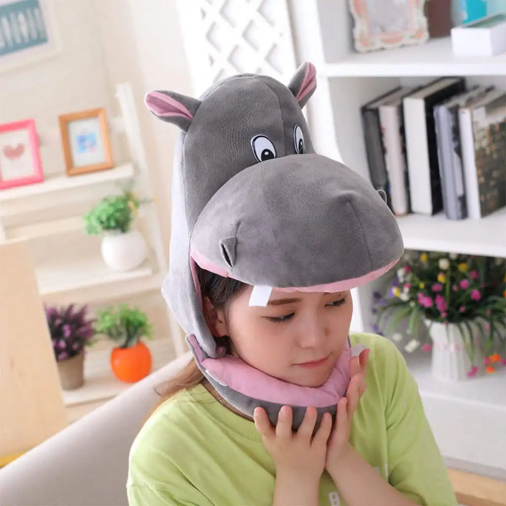 Gorro de invierno de felpa de Animal, sombrero de hipop&oacute;tamo, disfraz suave, novedad-2