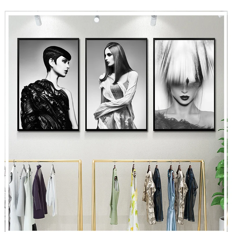 Скандинавская красота модное настенное искусство черно белый модный женский