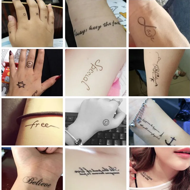 Наклейка тату Временная водостойкая буква Арабская любовь с рисунком 60