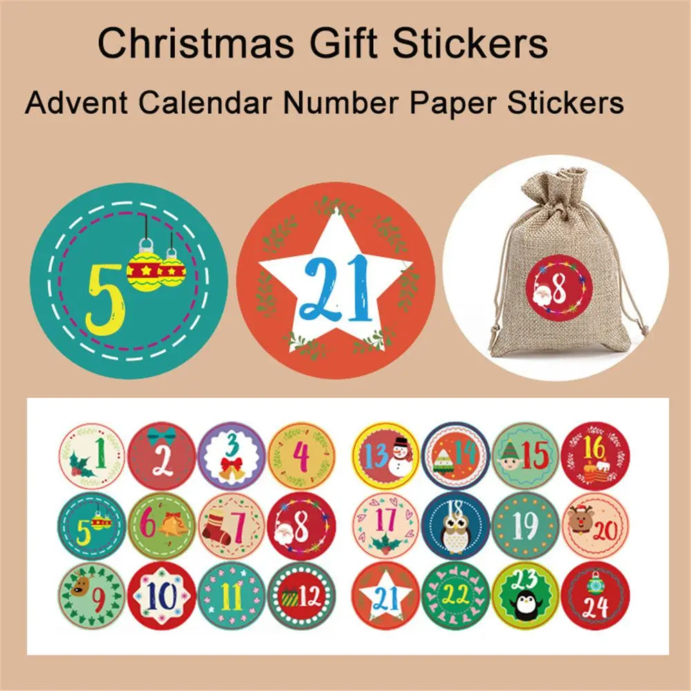 

DIY Merry Christmas Sealing Gift Packaging Number Stickers Advent Calendar Adhesive Label Paper Stickers