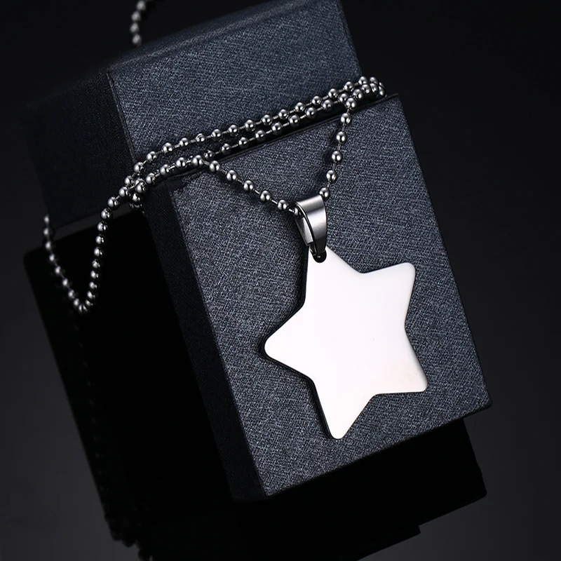 Модная блестящая подвеска в виде пятиконечной звезды из титановой стали 2021