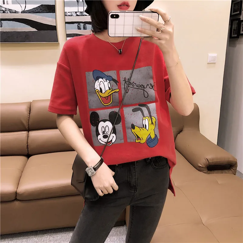 Футболка DISNEY мультяшная Микки Дональд дак с коротким рукавом женская 2020 летняя