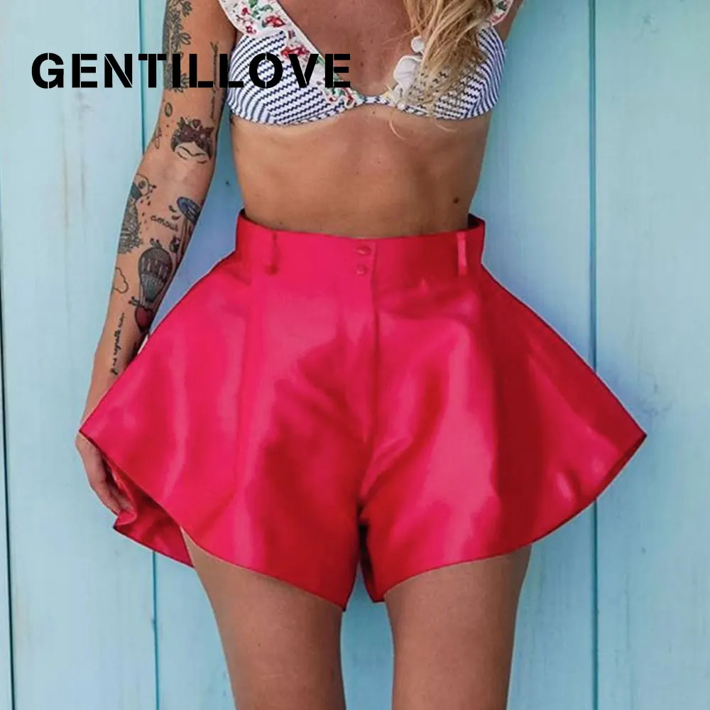

Summer Solid Wide Leg Shorts Button High Waist Shorts High Street Sexy Women Shorts Bottoms Fashion Streetwear Loose Lady Shorts