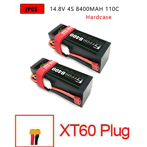 2PCS4S8400HARDXT60 DXF Lipo батарея 4S 8000mah 8400mah 14,8 V 110C 220C Hardcase для 1/8 1/10 масштаб Электрический радиоуправляемый Багги Truggy гусеничный автомобиль - Цвет: 2PCS4S8400HARDXT60