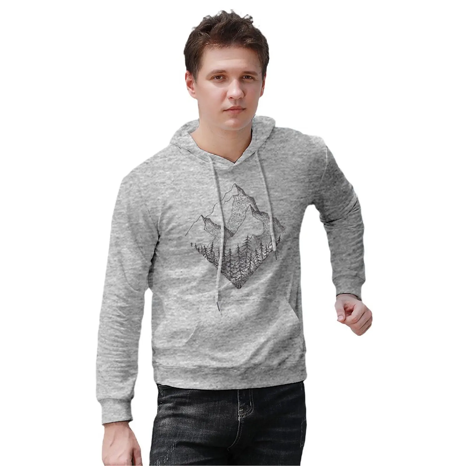 

Худи с рисунком из страз, художественная теплая хлопковая толстовка с капюшоном, красивый Свободный пуловер большого размера, мужская Толс...