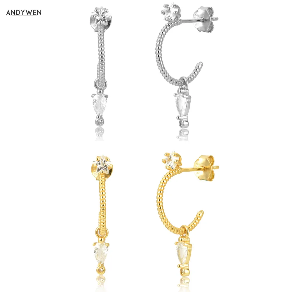 

Серьги-подвески ANDYWEN, серебристые, золотистые, 11 мм, круглые, 3*5 мм