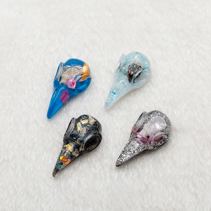 10 шт. череп ворона Подвески с плоской задней стороной из смолы панк Ворон голова