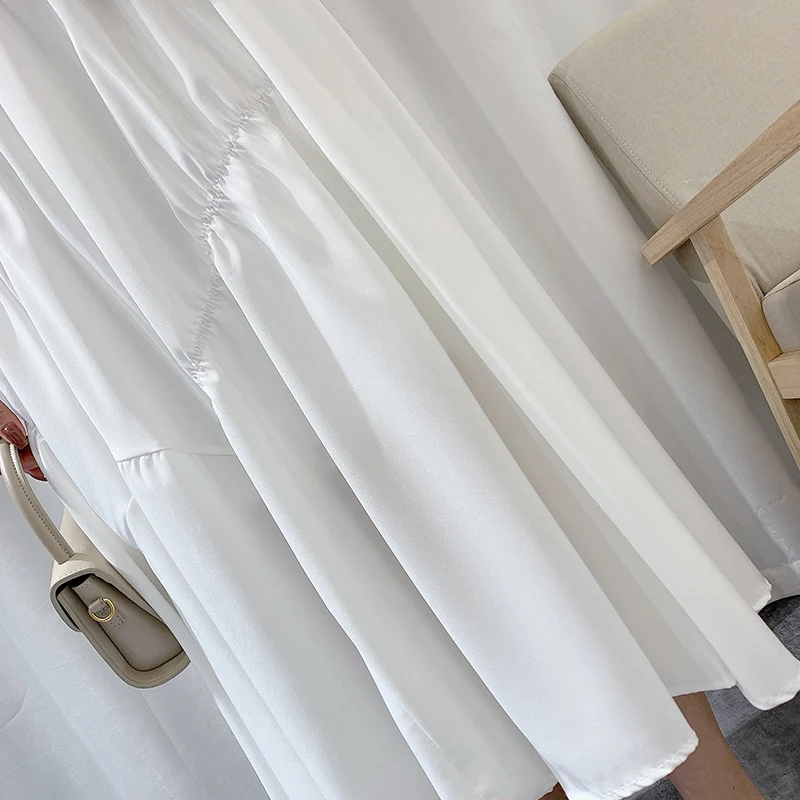 

TIGENA Elegant White Long Skirt Women Fashion 2021 Summer A Line High Waist Cozy Cotton Skirt Female Lady Korean Aesthetic Skirt