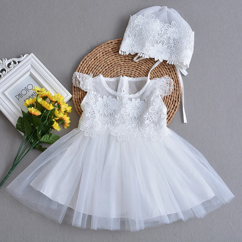 Платье для маленьких девочек крещения новорожденных кружевные наряды белая
