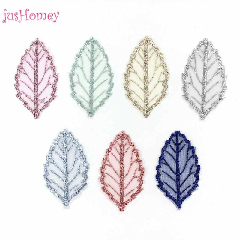 Шикарная шифоновая вышивка аппликация с листьями дерева искусственные нашивки