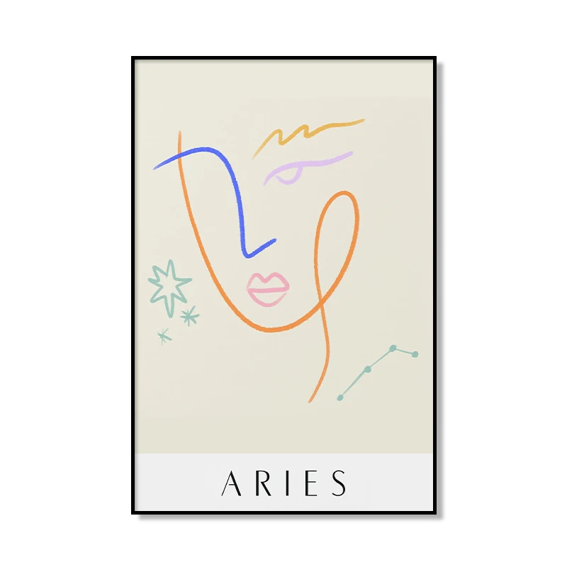 

Nordic Zodiac Poster Astrology Art Constellation Picture Print Beige Canvas Painting Mid Century Wall Art Decor Home Living Room