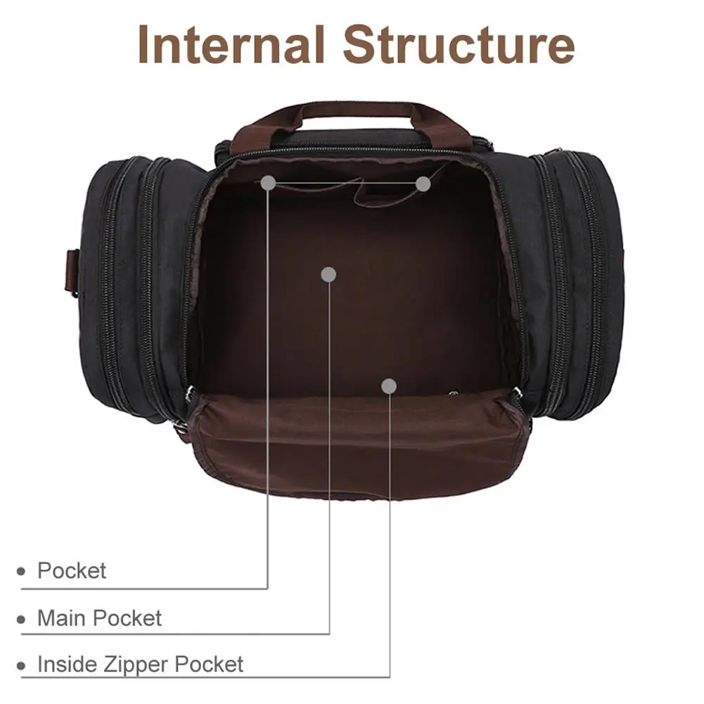 GNWXY Large Capacity Canvas Travel Bags High-end Quality Men Travel Weekend bag Overnight Duffel Bag Carry on Luggage bags