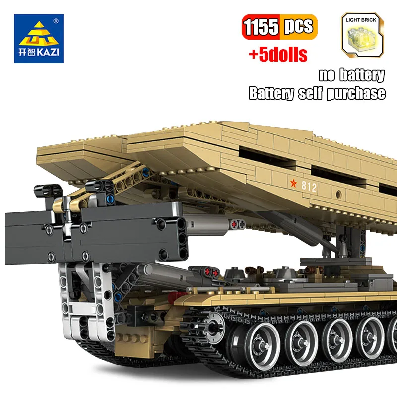 KAZI 1155 шт. современный военный Тип 84 Tank Bridge строительные блоки для грузовиков WW2