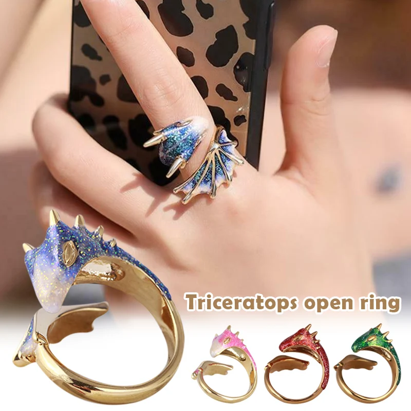 

Gold Topaz Dragon Ring Lucky Fingere Pet Adjustable Wrap Open Rings Animal Jewelry for Women Girl H9