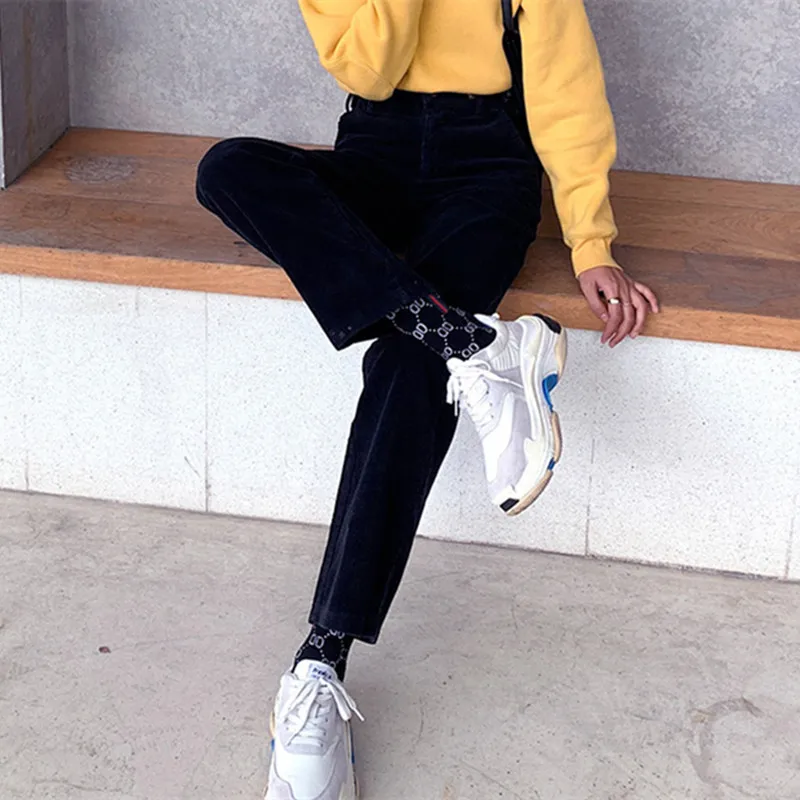 

OL Casual High Waist Straight Pants Women Bottoms New Autumn Winter Grandma Corduroy Pants Loose Trousers Plus Size S-4XL