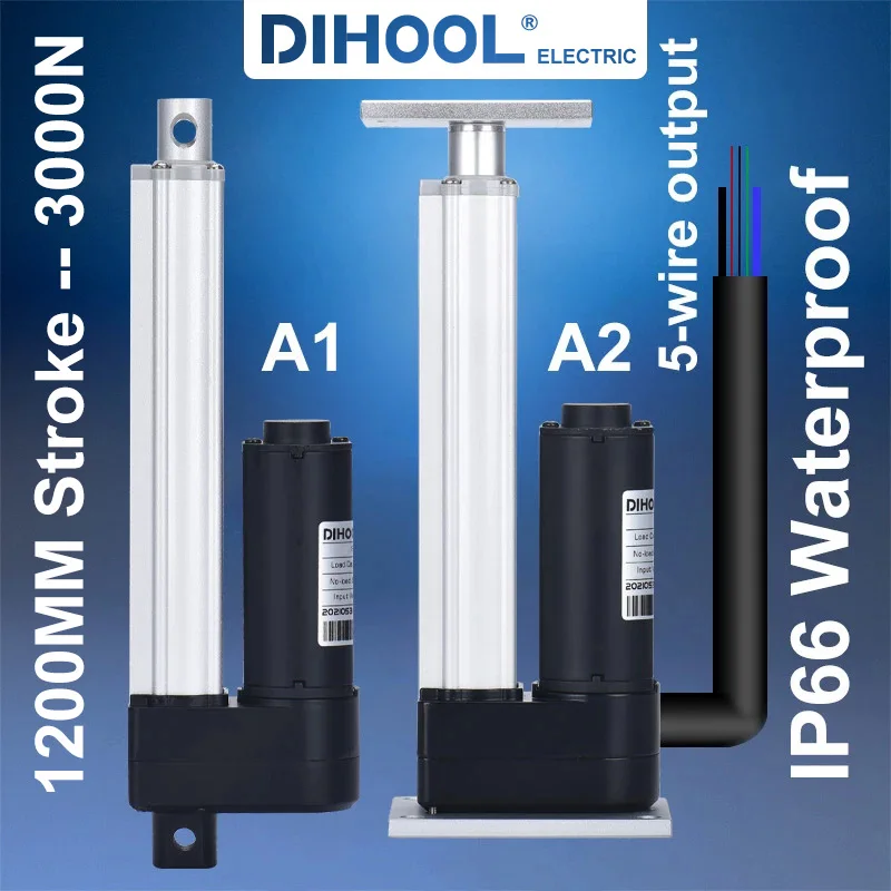

DHLA3000 1200MM Stroke Motor DC 12V 24V High Power Electric Linear Actuator 2000N Telescopic Rod Motorized Medical bed motor