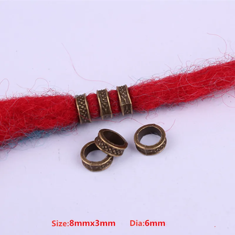 

10pcs Retro Silver Metal Hair Braid Dreads Beads Rings Tube Hair Beads for Braids 6mm Inner Hole Jewelry Dreadlock Accessaries