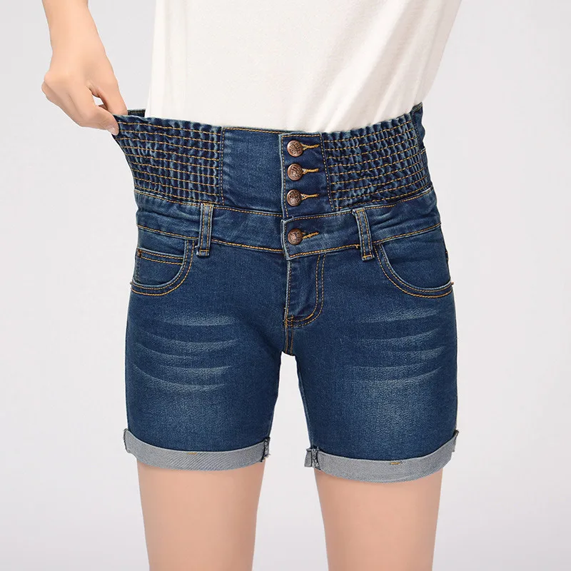 

Women High Waist Denim Jeans Shorts Summer Loose Thin Elastic Waist Short Pants AC889