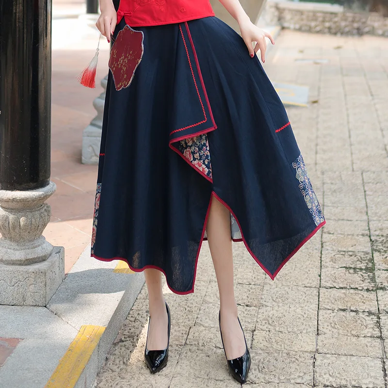 Женская винтажная Свободная юбка в стиле бохо длинная Этническая макси с