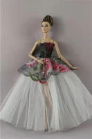 16 bjd doll clothes elegant black off shoulder dress for barbie princess outfits wedding party gown 30cm dolls accessories toy