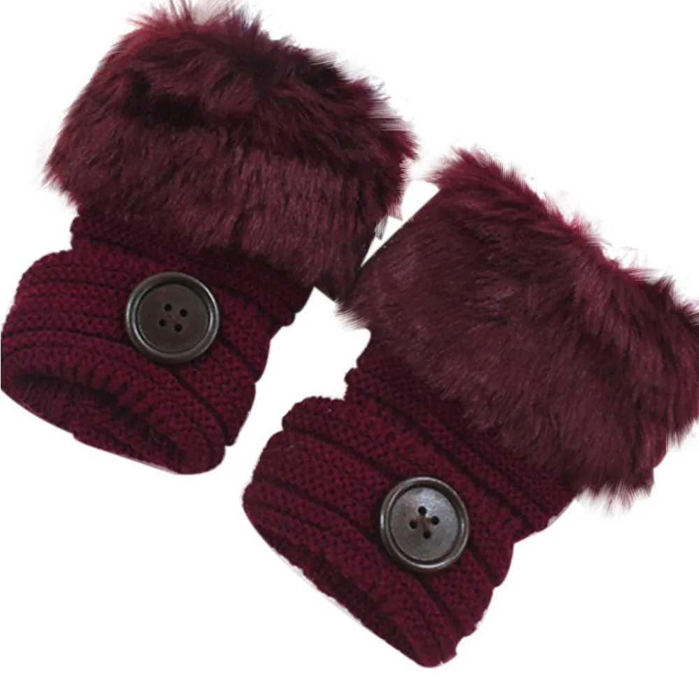1 Pair Women Girl Warm Winter Faux Rabbit Fur Wrist Fingerless Gloves Mittens 1127 | Дом и сад