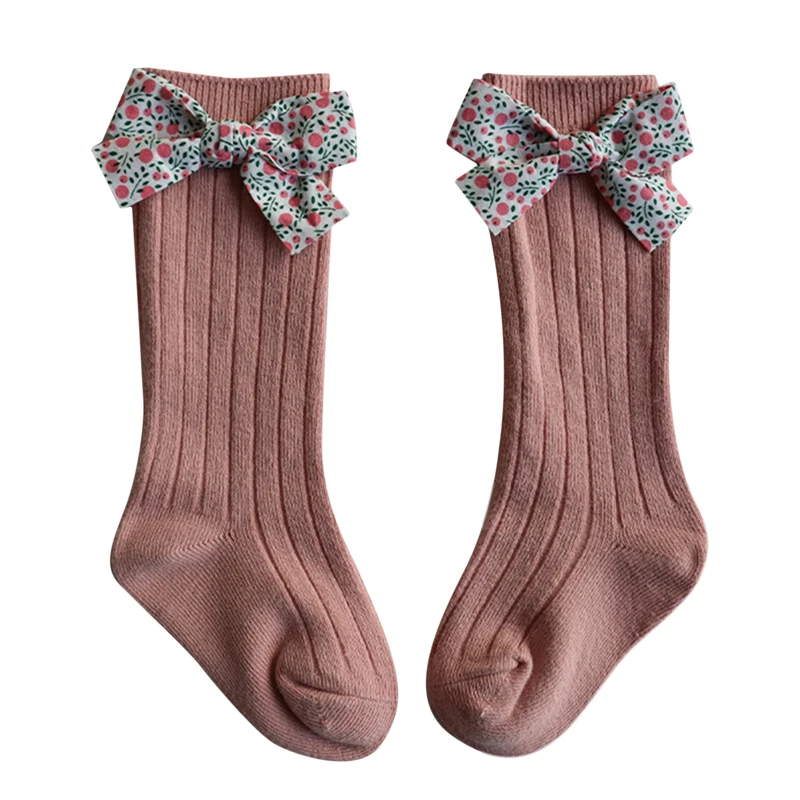 

Fashion Flower Bows Socks Knee High Long Baby Quality Soft Socks Stripped Socks Sweet Princess Style 0-5 Years Toddlers Girls