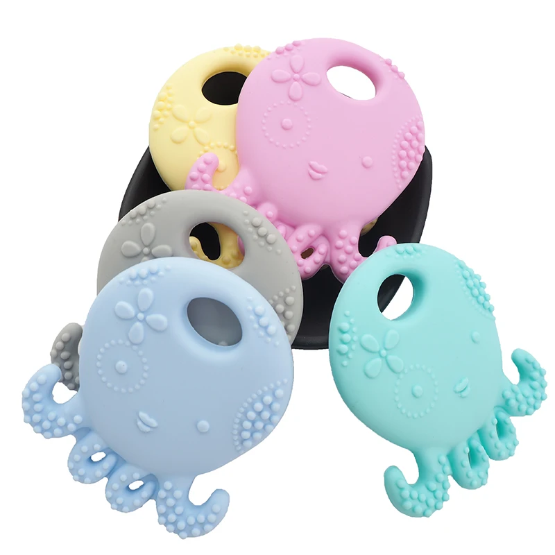 Chenkai 20PCS BPA Free Safe and Natual Silicone Octopus Teething Chewable Pendant Nursing Necklace Baby Pacifier Dummy Teether