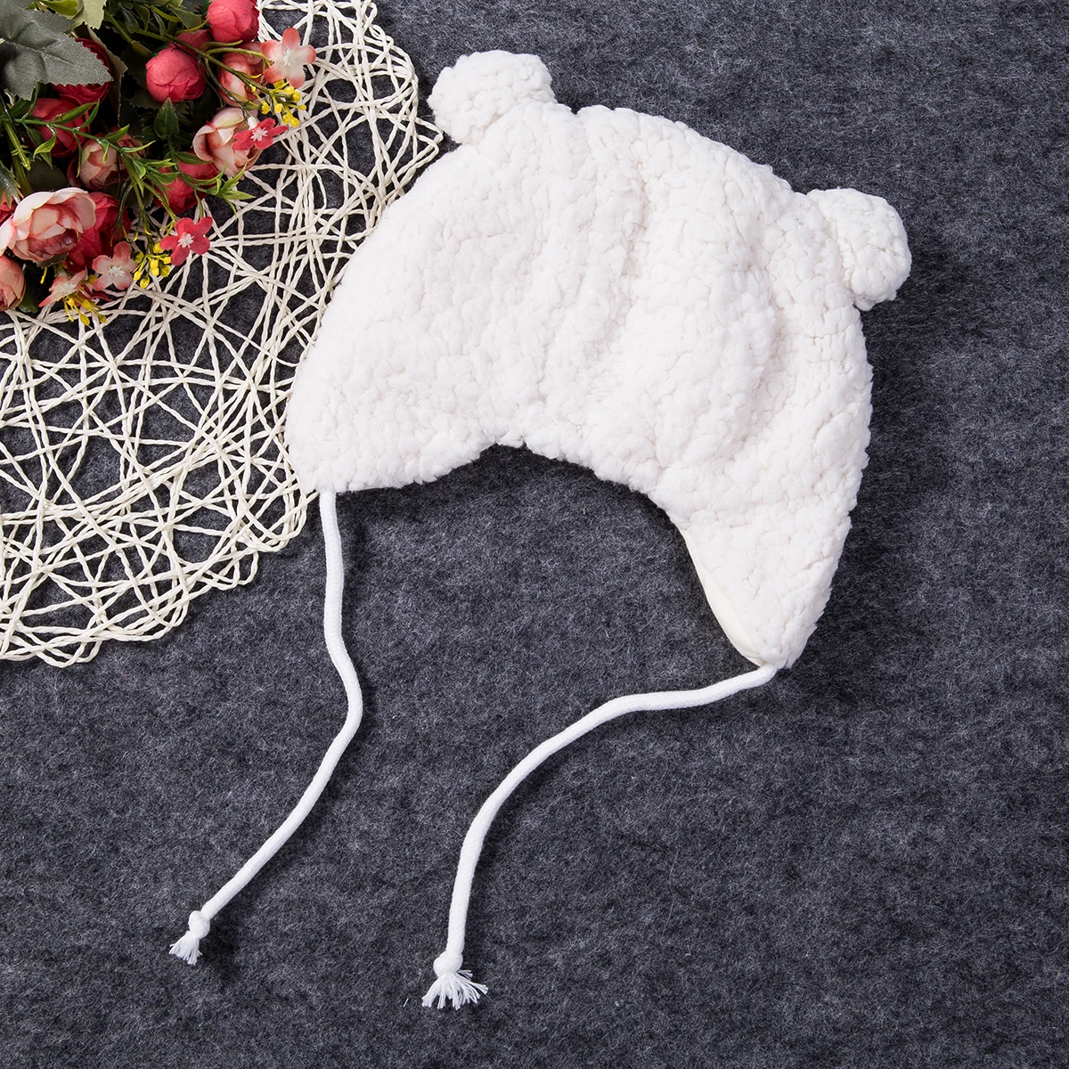 

Cute Bear Baby Earmuffs Hats Winter Velvet Warm Infant Caps Cartoon Soft Beanie Cap for Boys Girls Hats Photography