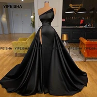 yipeisha side split black prom dresses beaded satin formal pageant gown for women long evening party dress robe de soiree