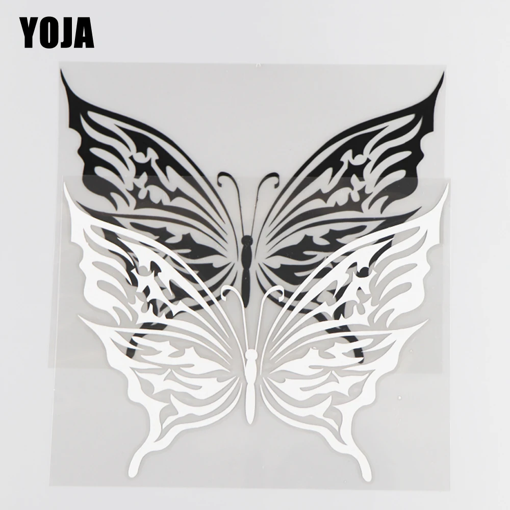 

YOJA 19,4 × 14,7 см Мультяшные наклейки бабочки животные автомобильные наклейки красивый виниловый дизайн черный/серебристый 19C-0045
