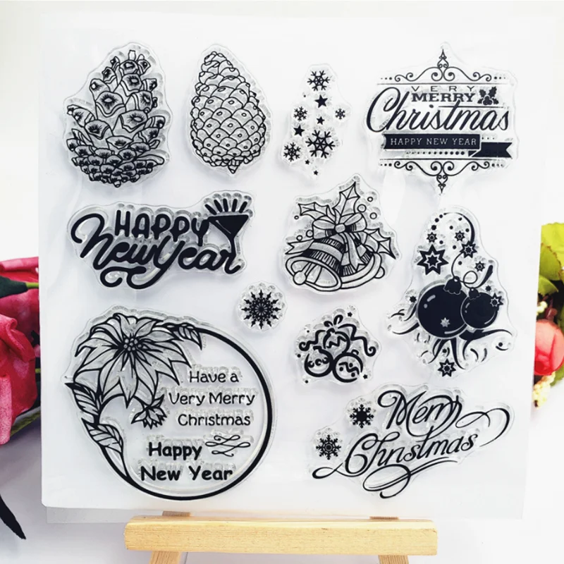 

Christmas Text Transparent Clear Silicone Stamp Seal DIY Scrapbooking Stencil Coloring Accessories Decorative Painting Template