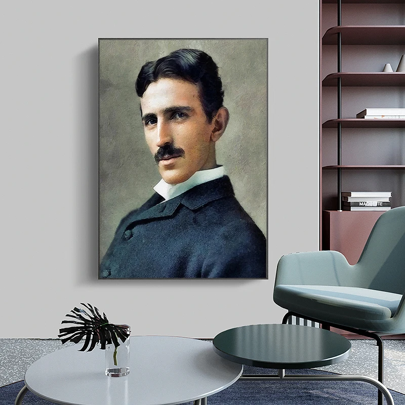 

Nikola Tesla Portrait Oil Painting Art Poster Modern Living Room Home Decoration Mural(No Frame)