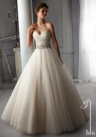 free shipping sweetheart pleated tulle 2016 a line wedding dress with crystal belt vestido de noiva 5276