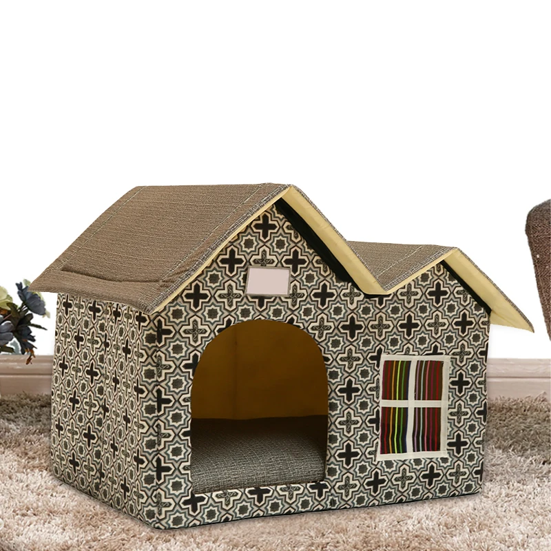 Съемная кровать для собак двойной дом маленьких средних и больших подушка домик