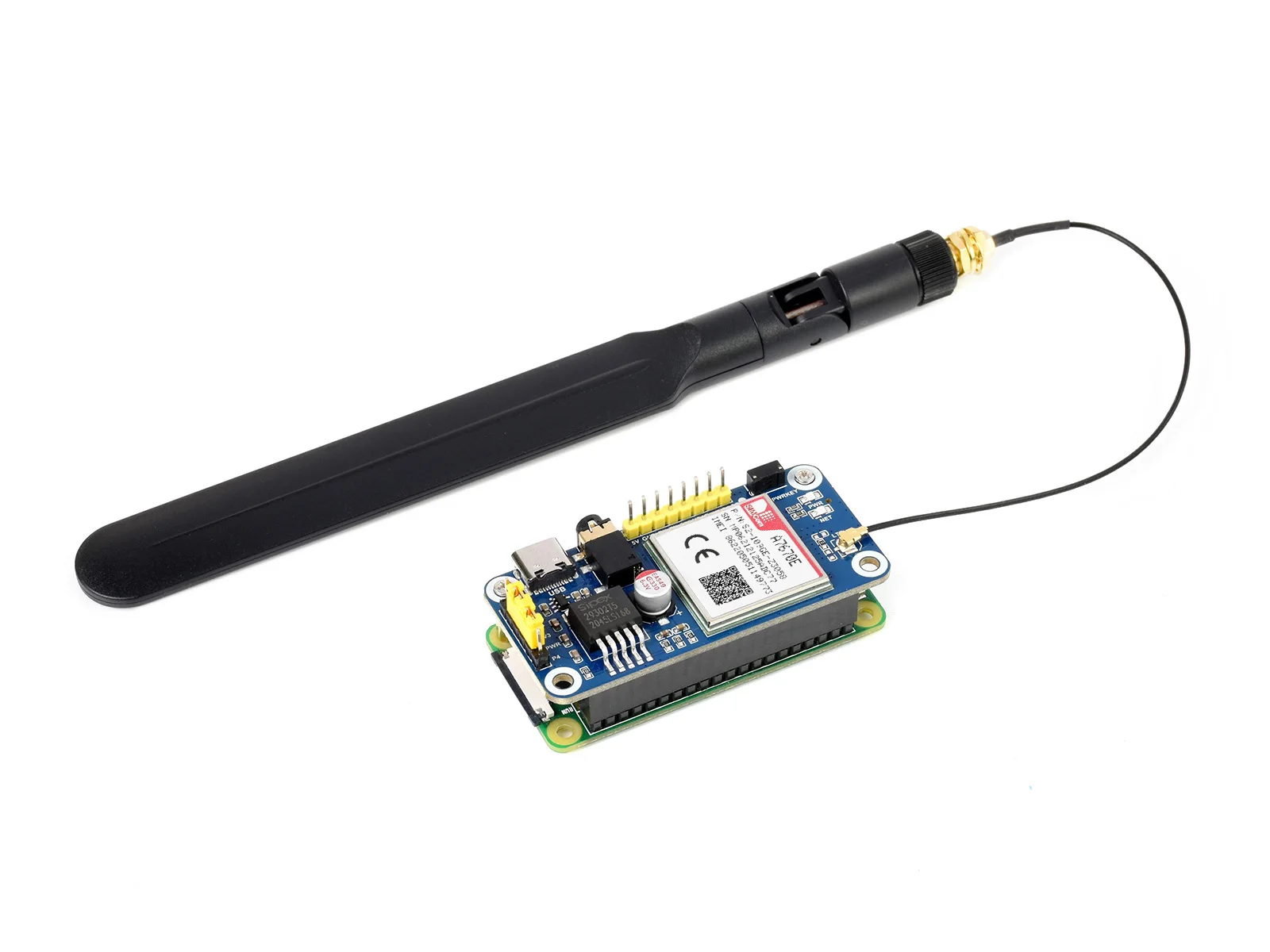 Шляпа A7670E LTE Cat-1 для Raspberry Pi Многополосная 2G GSM / GPRS LBS Европы Юго-Восточной Азии