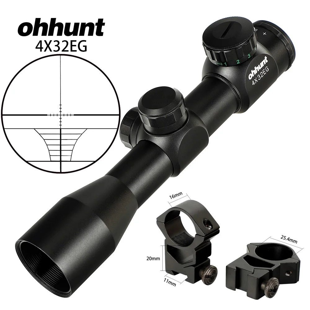 Ohhunt 4X32 3-9X40 4-16X40 6-24X50 винтовка Сфера провода охотничий прицел 1 дюймов оптический прицел тактический прицелы для стрельбы - Цвет: with Dovetail Ring