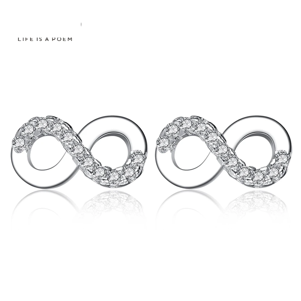 

Silver Earrings Jewelry 925 Silver Lucky 8 Stud earrings for Women