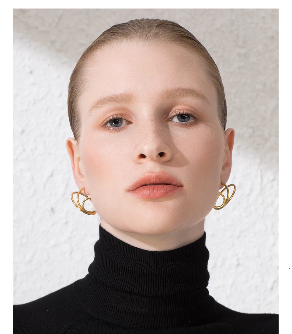 ENFASHION Многослойные Круглые серьги-гвоздики для женщин, золотые панковские геометрические серьги из нержавеющей стали, модное ювелирное изделие E191116