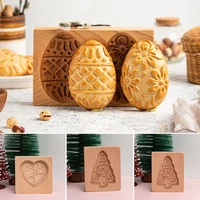 3d wooden cookie baking mold christmas carved gingerbread cookie mold decor cookie stamp embossing craft decorating baking tools
