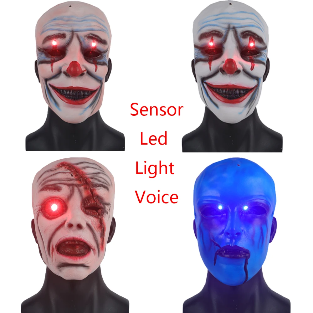

Маска на Хэллоуин со светодиодсветильник, латексная, красный нос, Джокер, смешные, фотоголова, маски для демона, взрослые головные уборы, акс...