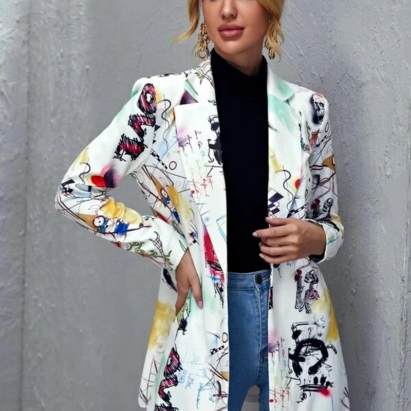 

2021 Fashion Suit Coat Printing Women's Casual Small Suit Coat Fashion Women's Single Breasted Coat