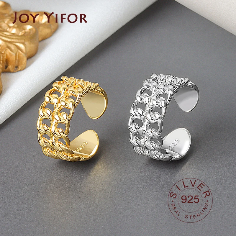 

925 Sterling Silver Engagement Rings for Women Couple Trendy chain Irregular Geometric Handmade Jewelry Valentine's day Gifts